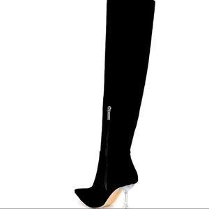 Gianni Bini, the Delanney Stretch Clear Flared Heel Over-The-Knee Boots